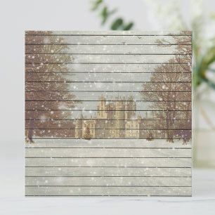 Retro Vintage Schneelandschaft Winter Schloss Sz Feiertagskarte