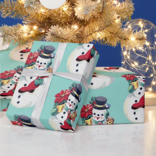 Retro-vintage-Schneemann-Geschenkpapier Geschenkpapier