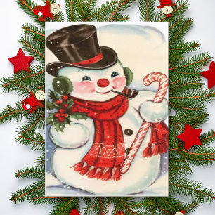 Retro-Vintage-Schneemann mit Zylinder Weihnachten 