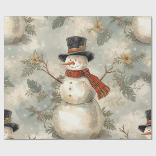 Retro-Vintage-Schneemann Süße Weihnachten  Geschenkpapier