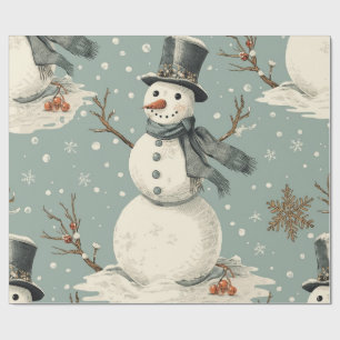 Retro Vintage Schneemann Süße Weihnachten Geschenkpapier
