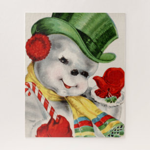 Retro Vintage Schneemann Weihnachten festliches Pu Puzzle