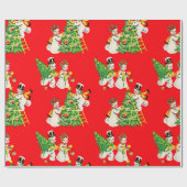 Retro Vintage Schneemänner Geschenkpapier (Flach)