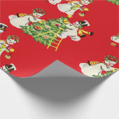 Retro Vintage Schneemänner Geschenkpapier (Ecke)