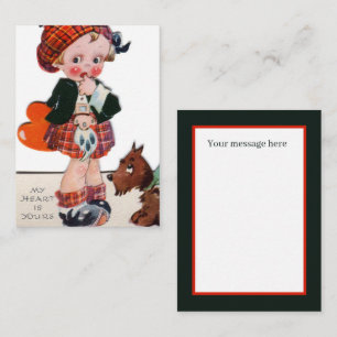 retro vintage schottisches Mädchen Valentine Mitteilungskarte