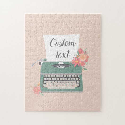Retro Vintage Schreibmaschine & Blume & kundenspez Puzzle (Vertikal)