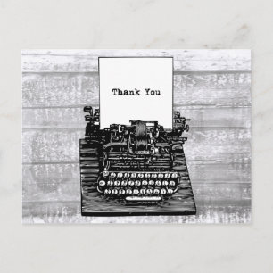 Retro Vintage Schreibmaschine Grau Holz Schwarz We Postkarte