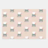 Retro Vintage Schreibmaschine und Blume Geschenkpapier Set (Vorderseite)