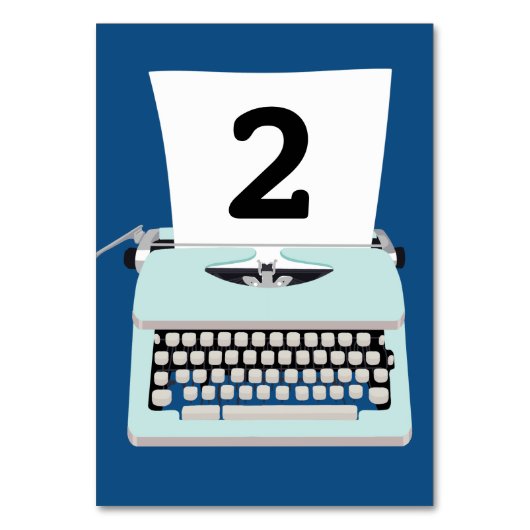 Retro Vintage Schreibmaschine und Papierdesign Tischnummer (Vorderseite)