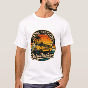Retro Vintage Schulbusfahrer Kreis Weißes T-Shirt