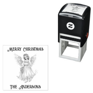 Retro Vintage Schutzengel Frohe Weihnachten Permastempel