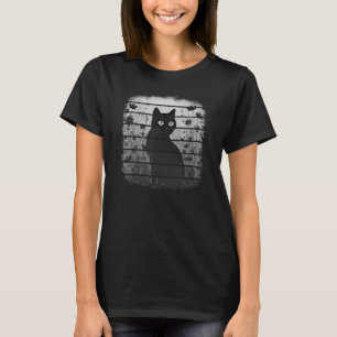 Retro Vintage Schwarz-weiße Katzenliebhaber Porträ T-Shirt