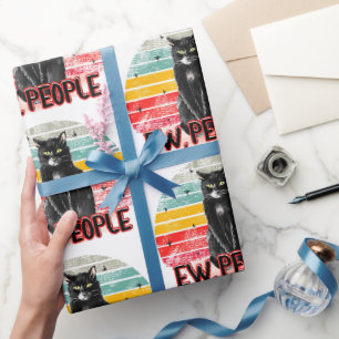 Retro Vintage Schwarze Katze Igitt Leute Geschenkpapier