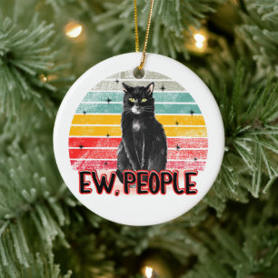 Retro Vintage Schwarze Katze - Igitt, Leute Keramik Ornament