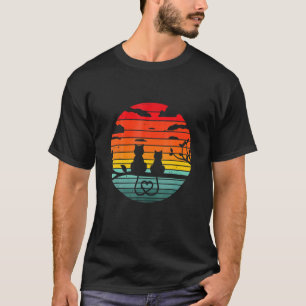 Retro Vintage Schwarze Katze Katzen Kätzchen Hoppl T-Shirt