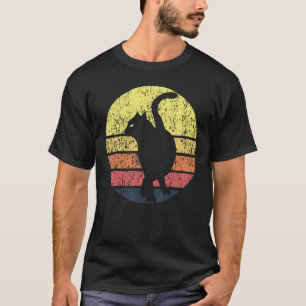 Retro Vintage Schwarze Katze mit gelben Augen T-Shirt