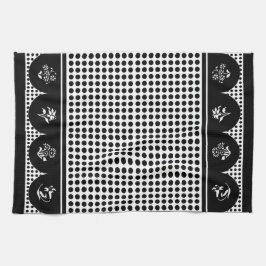 Retro Vintage schwarze Polka Dot-Jakobsmuschel Geschirrtuch