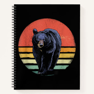 Retro Vintage Schwarzer Bär Notizblock