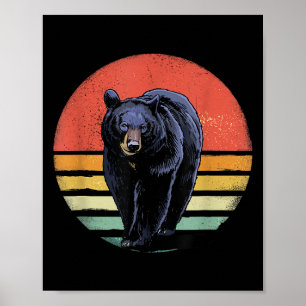 Retro Vintage Schwarzer Bär Poster