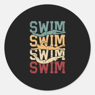 Retro Vintage Schwimmen lustiger Schwimmer Runder Aufkleber