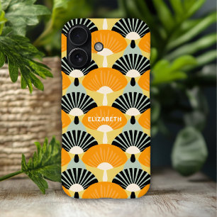 Retro Vintage Senf Schwarz Muster Personalisiert iPhone 16 Hülle