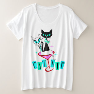 Retro Vintage Sexton Atomzeitalter Katze Katzenmin Große Größe T-Shirt
