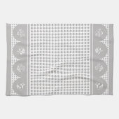 Retro Vintage silbergraue Polka Dot Jakobsmuschel Geschirrtuch (Horizontal)