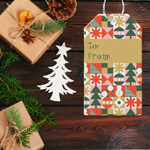 Retro Vintage skandinavische Weihnachten Geschenkanhänger