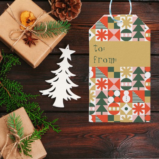 Retro Vintage skandinavische Weihnachten Geschenkanhänger