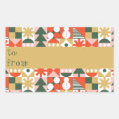 Retro Vintage skandinavische Weihnachten "von und  Rechteckiger Aufkleber (Vorderseite)