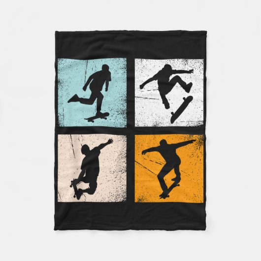 Retro Vintage Skate Skateboard Skateboarding Cloth Fleecedecke (Vorderseite)