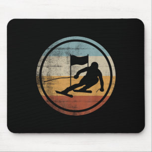 Retro-Vintage-Ski-Skifahrer-Design-Skilauf-Slalom Mousepad