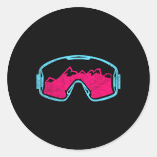 Retro Vintage Skibrille 80er 90er Skifahren Runder Aufkleber