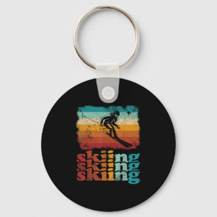 Retro Vintage Skifahren Skiliebhaber Skifahren Schlüsselanhänger