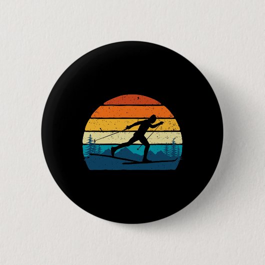 Retro-Vintage-Skilanglauf - Wintersport Button (Vorderseite)