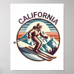 Retro Vintage-Skiresort in Kalifornien Wintersport Poster