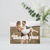 Retro Vintage SkriptWedding Vielen Dank Postkarte (Stehend Vorderseite)