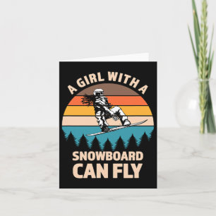 Retro Vintage Snowboard Girl Shirt Fun Winterboard Karte