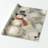 Retro Vintage Snowman Cute Christmas Geschenkpapier (Ungerollt)