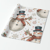 Retro Vintage Snowman Cute Christmas Geschenkpapier (Ungerollt)