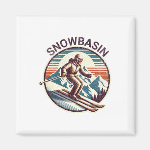 Retro Vintage Snowsin Utah Ski Resort Winterskiin Magnet