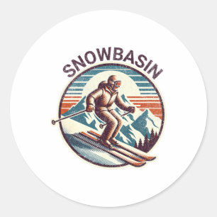 Retro Vintage Snowsin Utah Ski Resort Winterskiin Runder Aufkleber