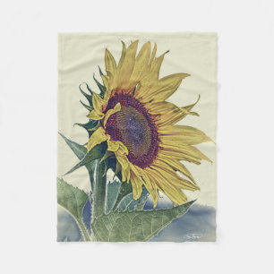 Retro Vintage Sonnenblume - Landhausstil-Decke Fleecedecke