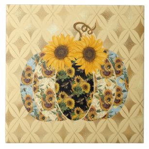 Retro Vintage Sonnenblume Pumpkin Keramik Tile Fliese
