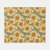 Retro-Vintage-Sonnenblumen-Muster Fleecedecke (Vorderseite (Horizontal))