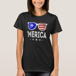 Retro Vintage Sonnenbrille American Flag 4. Juli T-Shirt