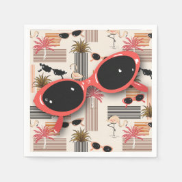 Retro Vintage Sonnenbrille Flamingos Palms Serviette