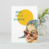 Retro Vintage Sonnenschein-Überraschungs-Party Einladung (Stehend Vorderseite)