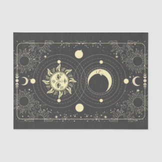 Retro Vintage Sonnenstrahlen Wolken Tarot Rahmen Seidenpapier