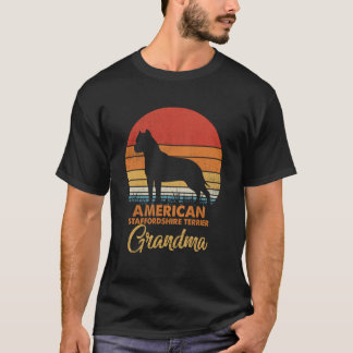 Retro Vintage Sonnenuntergang American Staffordshi T-Shirt